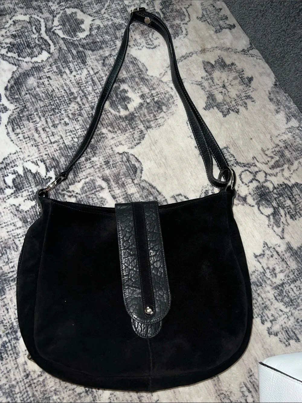 SAS Black Suede Shoulder Crossbody Bag